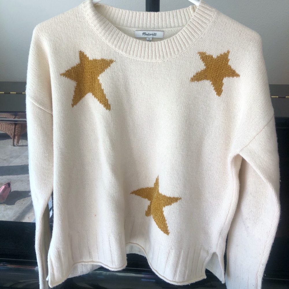 Madewell Offwhite sweater with Gold stars
